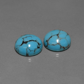 4.97 ct Blue Turquoise Gemstone, Turquoise Gem in Round Cabochon Shape for Sale.