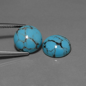 4.97 ct Blue Turquoise Stone, Natural Turquoise in Round Cabochon Shape for Sale