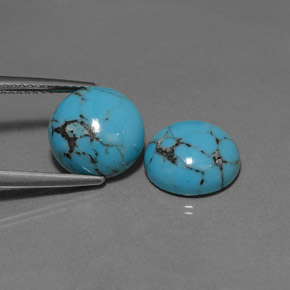 4.89 ct Blue Turquoise Gemstone, Turquoise Gem in Round Cabochon Shape for Sale.