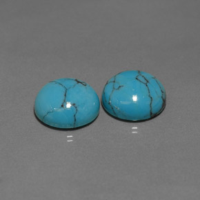 5.02 ct Blue Turquoise Gemstone, Turquoise Gem in Round Cabochon Shape for Sale.