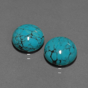 5.03 ct Blue Turquoise Gemstone, Turquoise Gem in Round Cabochon Shape for Sale.