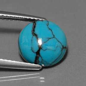 2.56 ct Blue Turquoise Stone, Natural Turquoise in Round Cabochon Shape for Sale