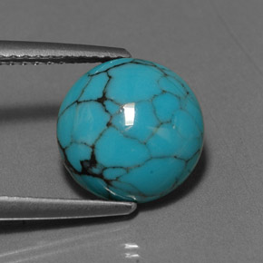 2.55 ct Blue Turquoise Stone, Natural Turquoise in Round Cabochon Shape for Sale