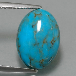 4.18 ct Blue Turquoise Stone, Natural Turquoise in Oval Cabochon Shape for Sale