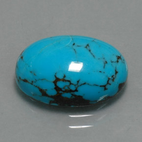 3.84 ct Blue Turquoise Gemstone, Turquoise Gem in Oval Cabochon Shape for Sale.
