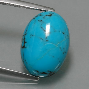 3.84 ct Blue Turquoise Stone, Natural Turquoise in Oval Cabochon Shape for Sale