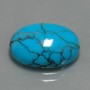 4.52 ct Blue Turquoise Gemstone, Turquoise Gem in Oval Cabochon Shape for Sale.