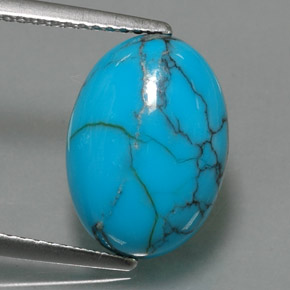 4.52 ct Blue Turquoise Stone, Natural Turquoise in Oval Cabochon Shape for Sale