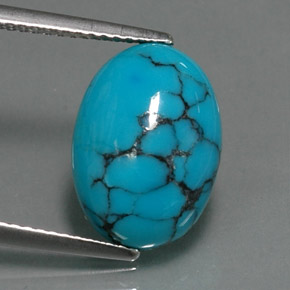 4.20 ct Blue Turquoise Stone, Natural Turquoise in Oval Cabochon Shape for Sale