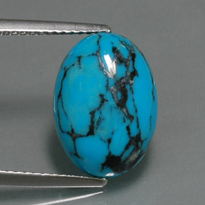 4.06 ct Blue Turquoise Stone, Natural Turquoise in Oval Cabochon Shape for Sale