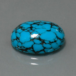 4.09 ct Blue Turquoise Gemstone, Turquoise Gem in Oval Cabochon Shape for Sale.