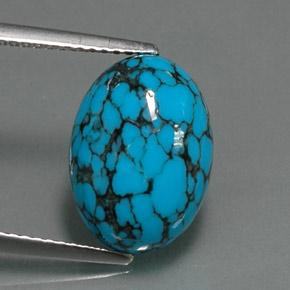 4.09 ct Blue Turquoise Stone, Natural Turquoise in Oval Cabochon Shape for Sale