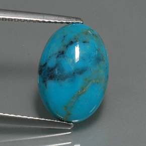 3.78 ct Blue Turquoise Stone, Natural Turquoise in Oval Cabochon Shape for Sale