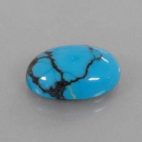 4.20 ct Blue Turquoise Gemstone, Turquoise Gem in Oval Cabochon Shape for Sale.