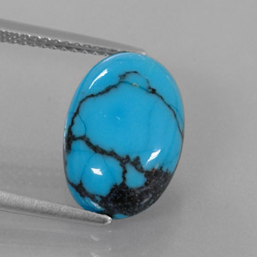 4.20 ct Blue Turquoise Stone, Natural Turquoise in Oval Cabochon Shape for Sale