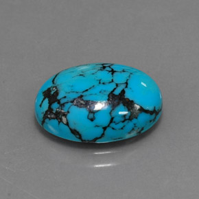 3.65 ct Blue Turquoise Gemstone, Turquoise Gem in Oval Cabochon Shape for Sale.