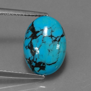 3.65 ct Blue Turquoise Stone, Natural Turquoise in Oval Cabochon Shape for Sale