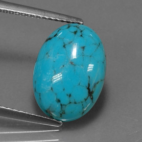 3.40 ct Blue Turquoise Stone, Natural Turquoise in Oval Cabochon Shape for Sale