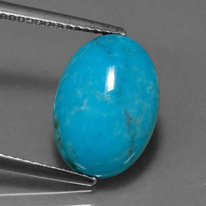4.33 ct Blue Turquoise Stone, Natural Turquoise in Oval Cabochon Shape for Sale