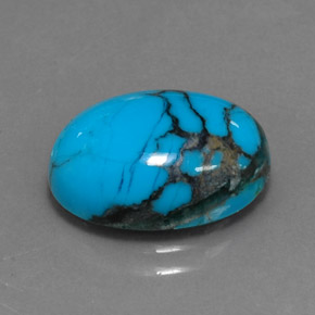 4.08 ct Blue Turquoise Gemstone, Turquoise Gem in Oval Cabochon Shape for Sale.