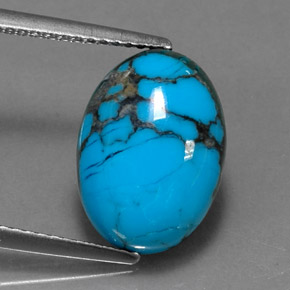 4.08 ct Blue Turquoise Stone, Natural Turquoise in Oval Cabochon Shape for Sale