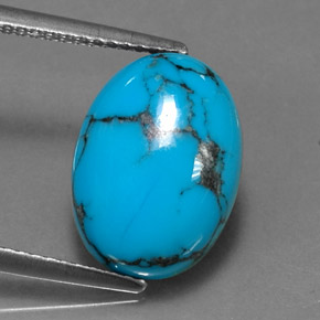 4.05 ct Blue Turquoise Stone, Natural Turquoise in Oval Cabochon Shape for Sale
