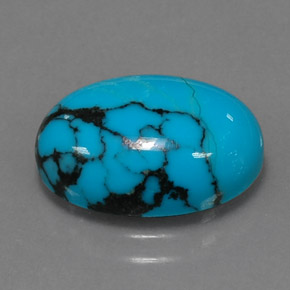 3.71 ct Blue Turquoise Gemstone, Turquoise Gem in Oval Cabochon Shape for Sale.