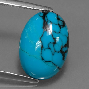 3.71 ct Blue Turquoise Stone, Natural Turquoise in Oval Cabochon Shape for Sale
