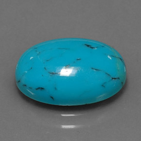 3.85 ct Blue Turquoise Gemstone, Turquoise Gem in Oval Cabochon Shape for Sale.