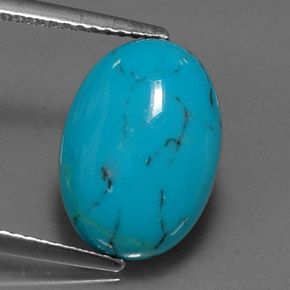3.85 ct Blue Turquoise Stone, Natural Turquoise in Oval Cabochon Shape for Sale