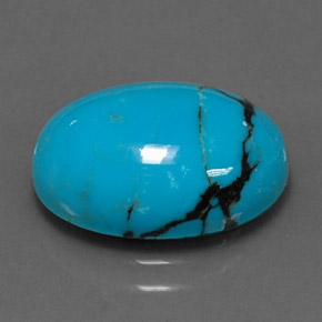 4.44 ct Blue Turquoise Gemstone, Turquoise Gem in Oval Cabochon Shape for Sale.