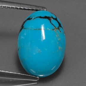 4.44 ct Blue Turquoise Stone, Natural Turquoise in Oval Cabochon Shape for Sale