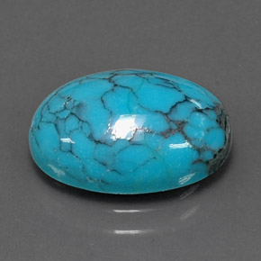 3.84 ct Blue Turquoise Gemstone, Turquoise Gem in Oval Cabochon Shape for Sale.