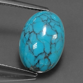 3.84 ct Blue Turquoise Stone, Natural Turquoise in Oval Cabochon Shape for Sale