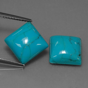 5.90 ct Blue Turquoise Gemstone, Turquoise Gem in Square Cabochon Shape for Sale.
