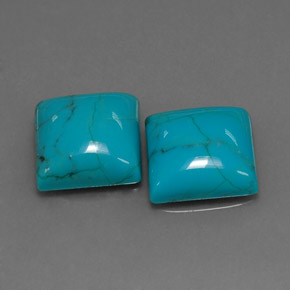 5.90 ct Blue Turquoise Stone, Natural Turquoise in Square Cabochon Shape for Sale