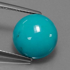 4.17 ct Blue Turquoise Gemstone, Turquoise Gem in Round Cabochon Shape for Sale.