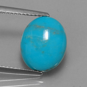 3.15 ct Blue Turquoise Gemstone, Turquoise Gem in Oval Cabochon Shape for Sale.