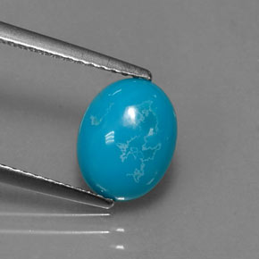 1.61 ct Blue Turquoise Gemstone, Turquoise Gem in Oval Cabochon Shape for Sale.