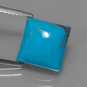 3.28 ct Blue Turquoise Gemstone, Turquoise Gem in Square Cabochon Shape for Sale.