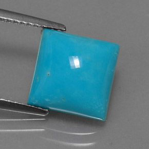 3.16 ct Blue Turquoise Gemstone, Turquoise Gem in Square Cabochon Shape for Sale.