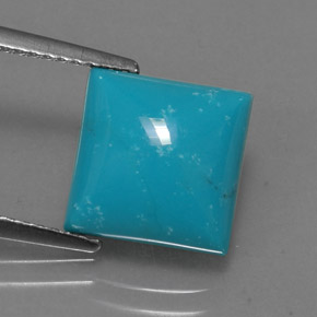3.08 ct Blue Turquoise Gemstone, Turquoise Gem in Square Cabochon Shape for Sale.