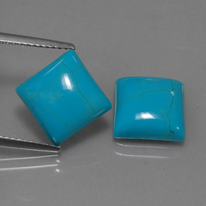 6.20 ct Blue Turquoise Gemstone, Turquoise Gem in Square Cabochon Shape for Sale.