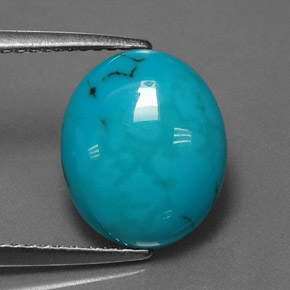 2.77 ct Blue Turquoise Gemstone, Turquoise Gem in Oval Cabochon Shape for Sale.