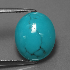 3.69 ct Blue Turquoise Gemstone, Turquoise Gem in Oval Cabochon Shape for Sale.