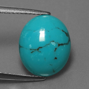 2.97 ct Blue Turquoise Gemstone, Turquoise Gem in Oval Cabochon Shape for Sale.