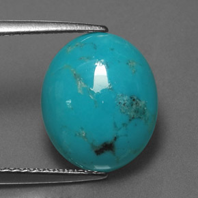 3.43 ct Blue Turquoise Gemstone, Turquoise Gem in Oval Cabochon Shape for Sale.