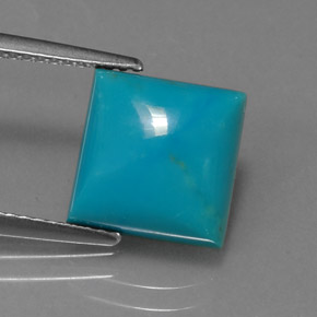 3.22 ct Blue Turquoise Gemstone, Turquoise Gem in Square Cabochon Shape for Sale.