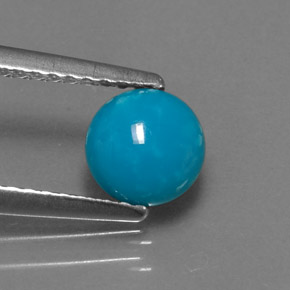 0.72 ct Blue Turquoise Gemstone, Turquoise Gem in Round Cabochon Shape for Sale.