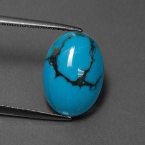 4.44 ct Blue Turquoise Gemstone, Turquoise Gem in Oval Cabochon Shape for Sale.